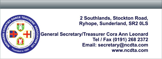 2 Southlands, Stockton Road, Ryhope, Sunderland, SR2 0LS  General Secretary/Treasurer Cora Ann Leonard Tel / Fax (0191) 268 2372 Email: secretary@ncdta.com www.ncdta.com